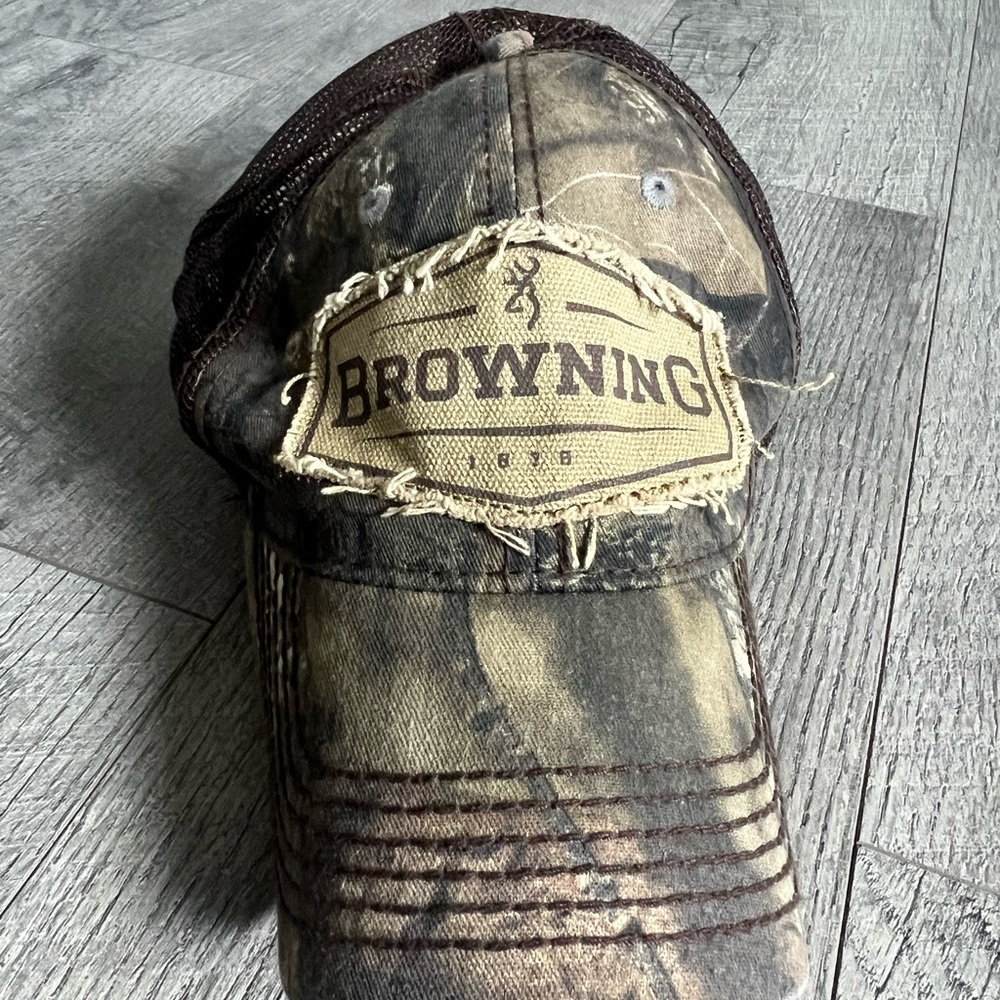Browning Distressed Camo Cap
